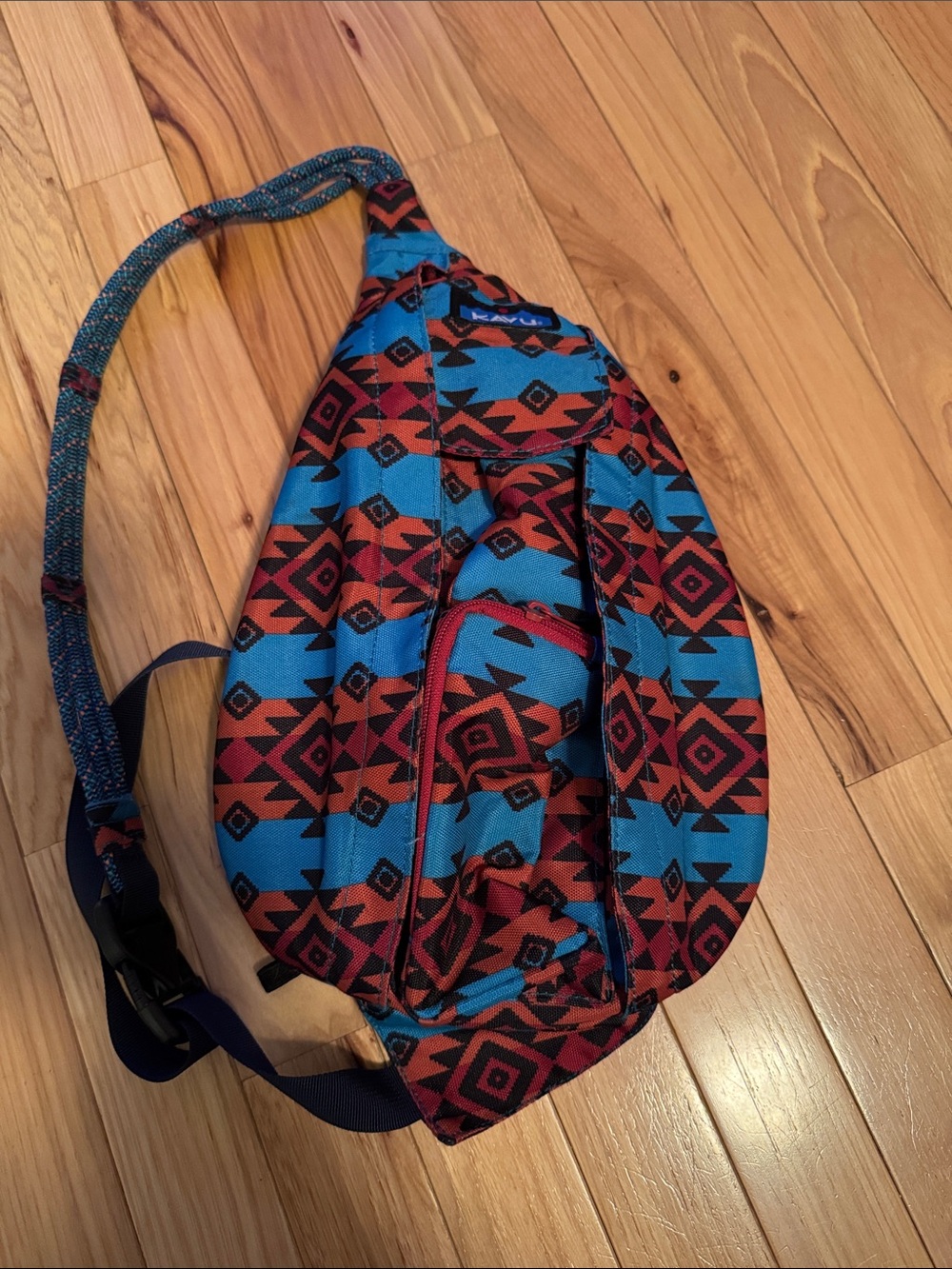 Kavu Aztec Sling Bag in Blue & Rust